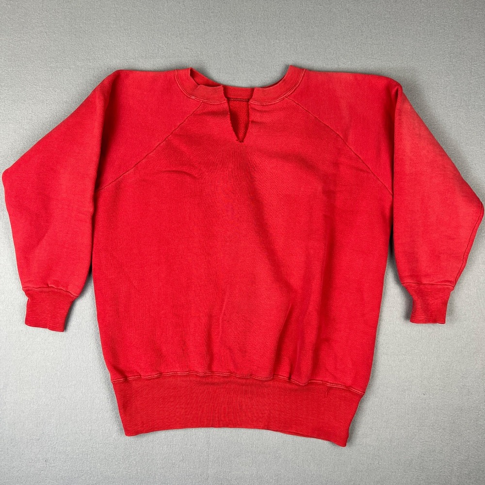 VTG Blank Raglan Sweatshrt Fits Small 1960s Red‎ Blank Crew Neck Pullover